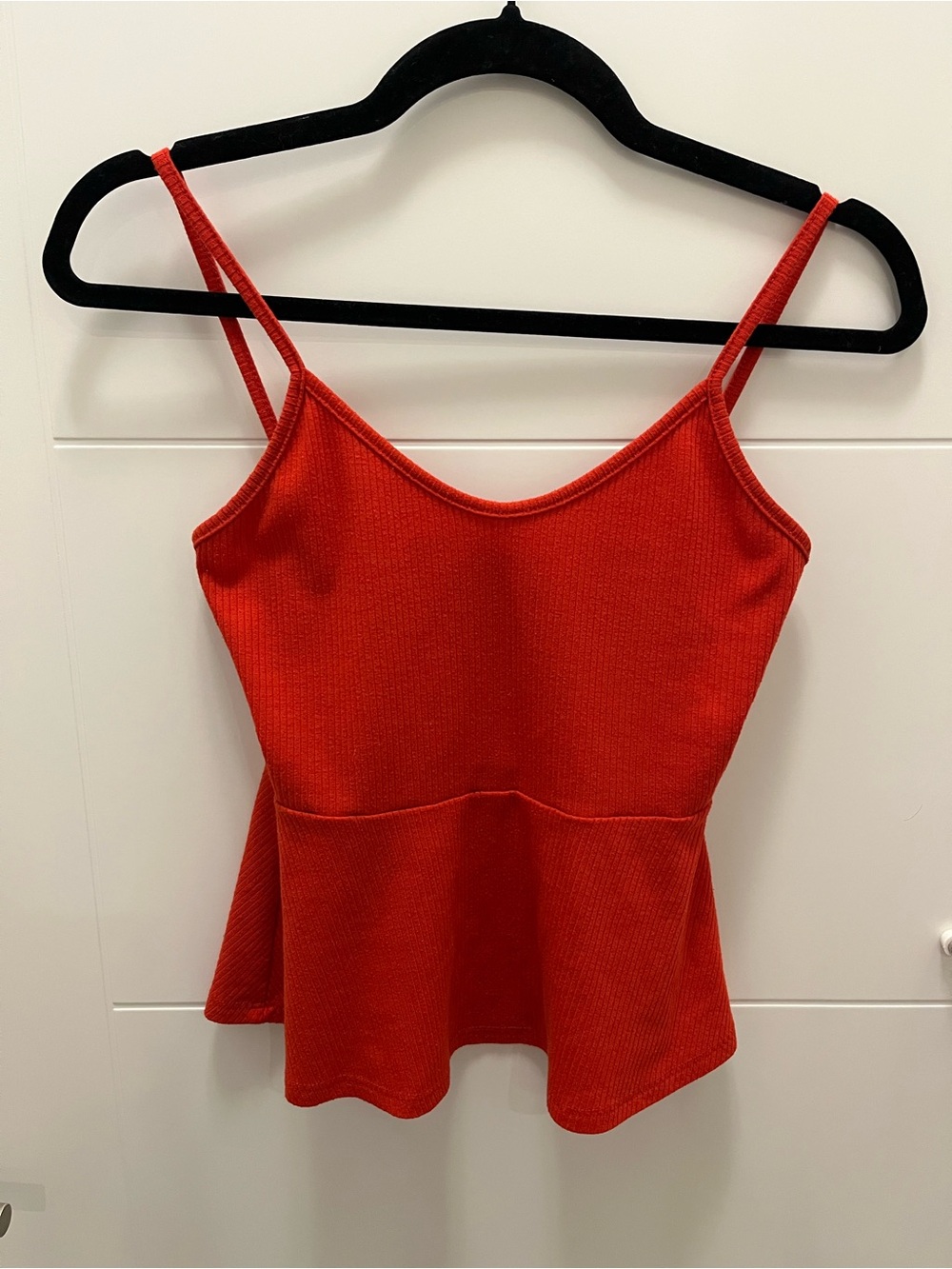 Caution To The Wind Red Knit Peplum Cami